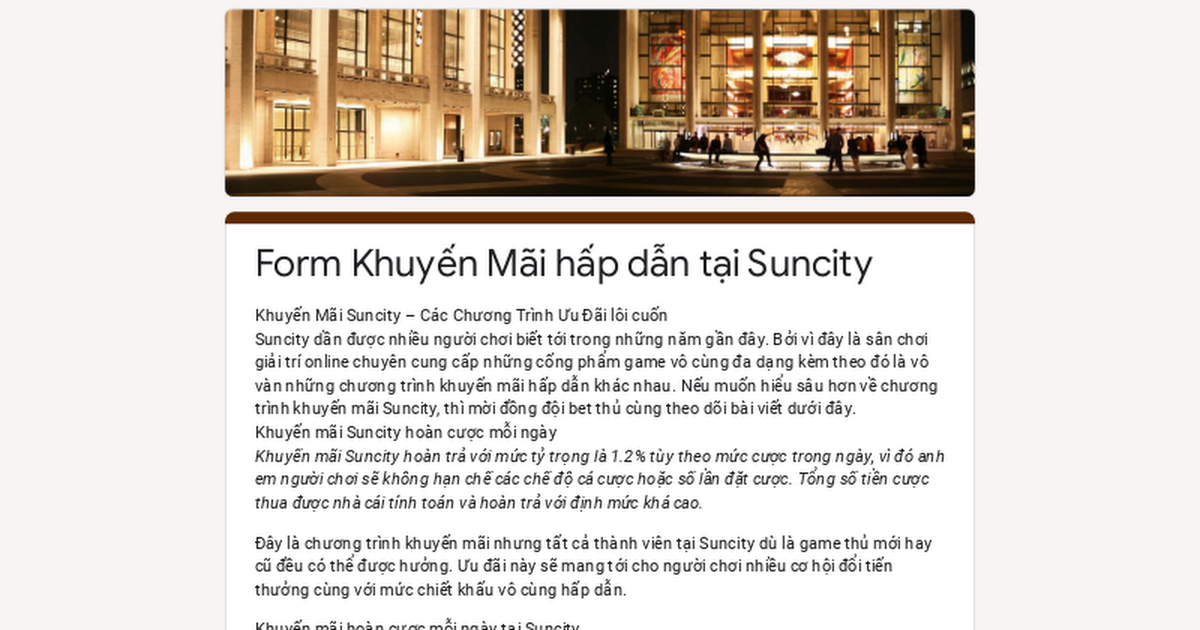 Khuyến Mãi Suncity Hấp Dẫn Dành Cho Mọi Cược Thủ